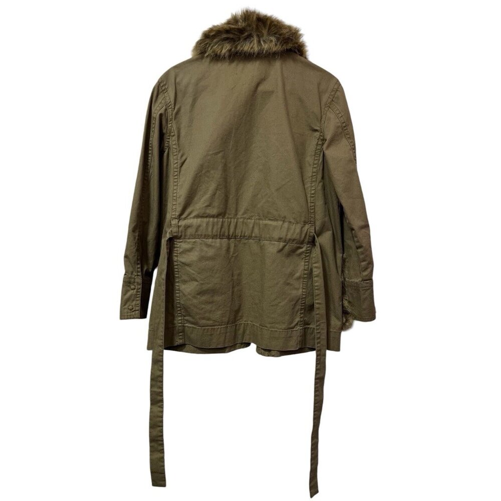 ANTHROPOLOGIE Faux Fur-Trimmed Field Parka Jacket Size XS Green Retail $188 - Picture 8 of 16